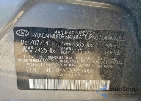 2014 Hyundai Sonata Gls из США, поврежденный, VIN 5NPEB4AC8EH910098